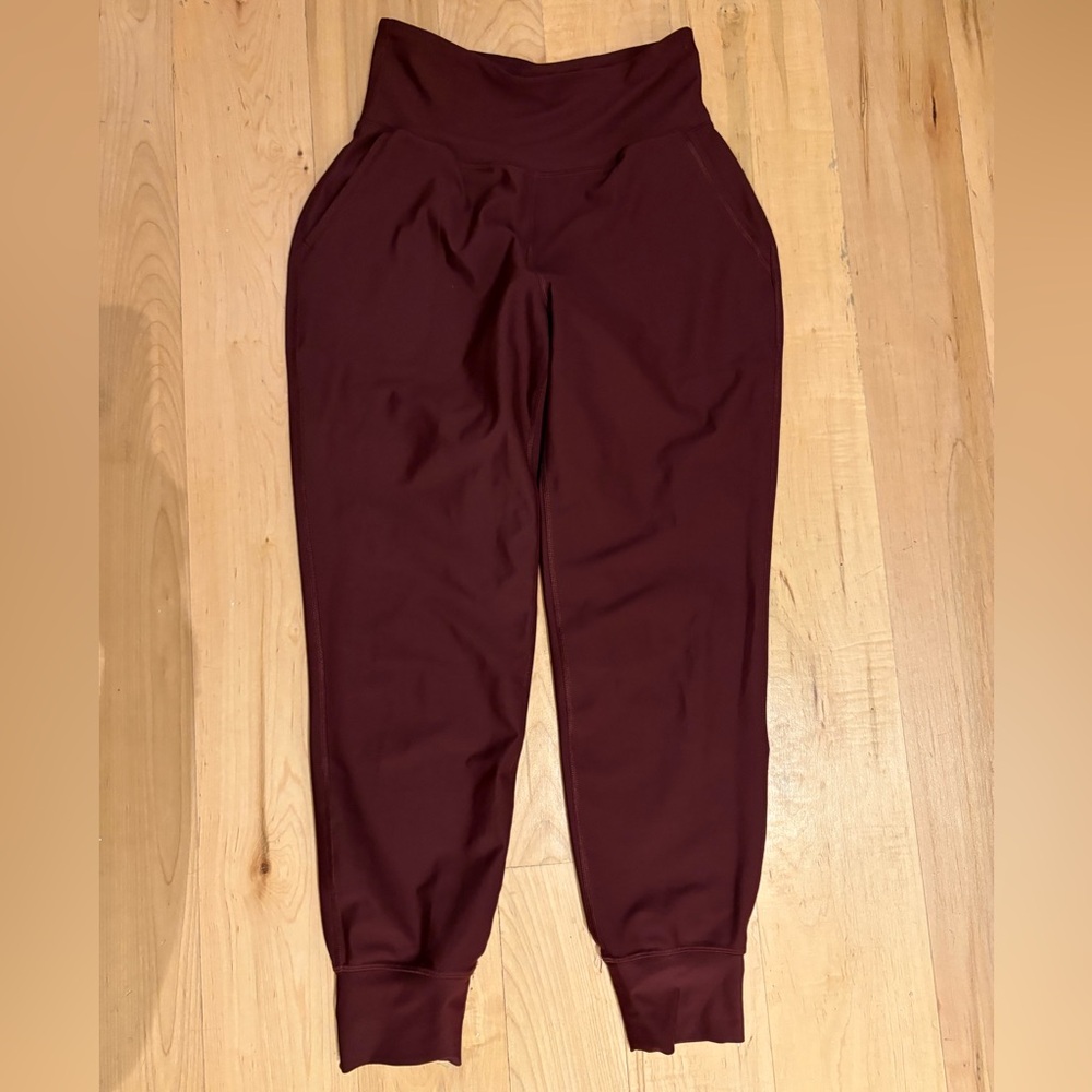 High Waist Jogger Pants in Deep Burgundy
